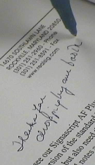 machine writing note on letterhead